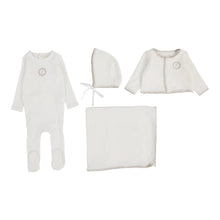 Load image into Gallery viewer, Lilette Velour Cardi Layette Set - Cream/Oat