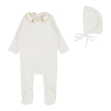 Load image into Gallery viewer, Lilette Velour Collar Footie And Hat - Cream/Pink