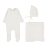 Lilette Velour Collar Layette Set - Cream/Oat