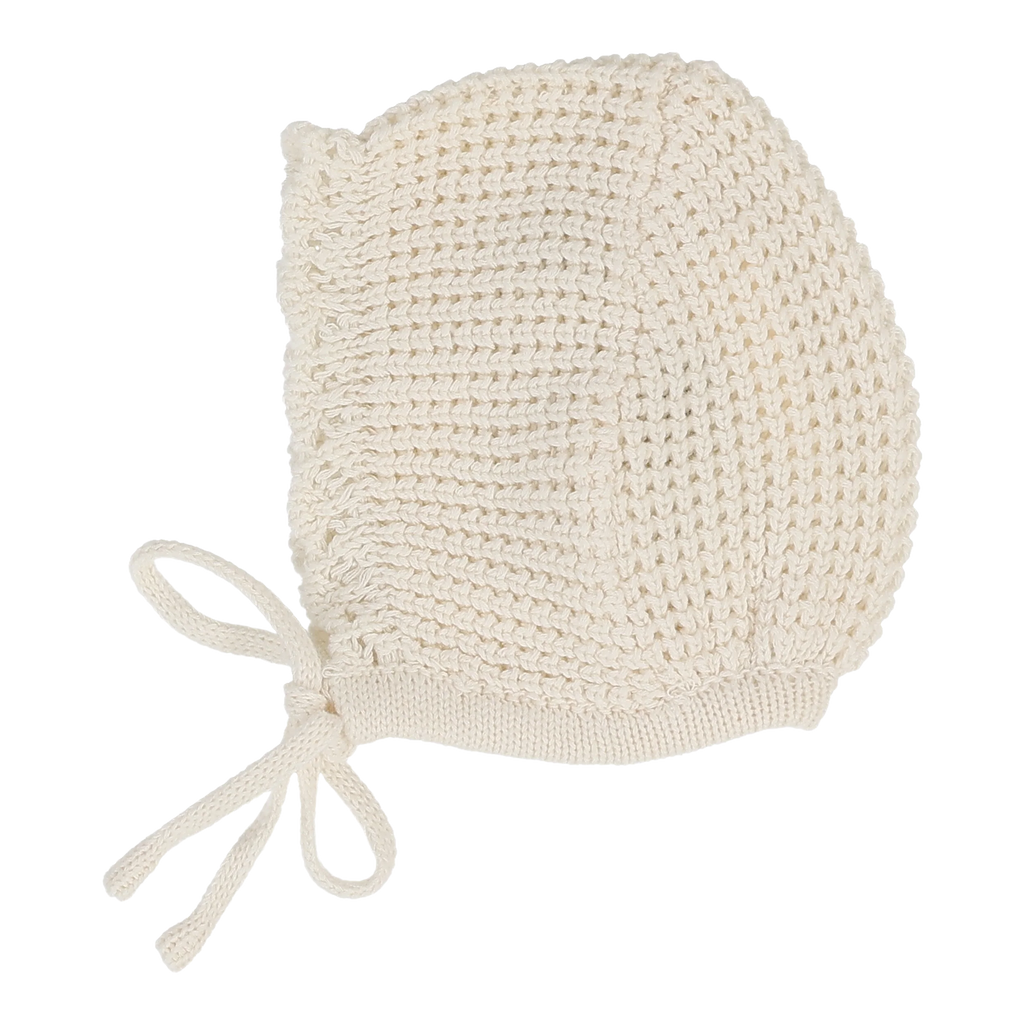 Lilette Chunky Knit Bonnet - Cream Scallop