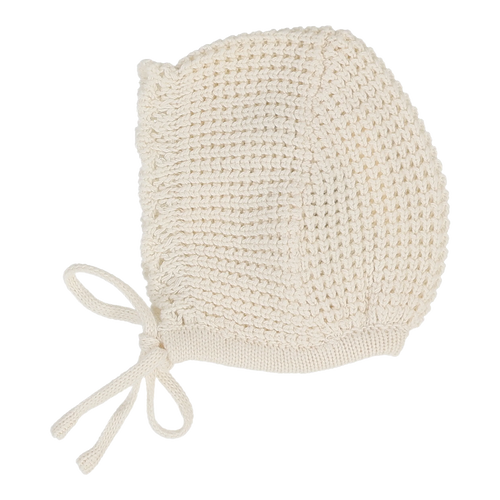 Lilette Chunky Knit Bonnet - Cream Scallop