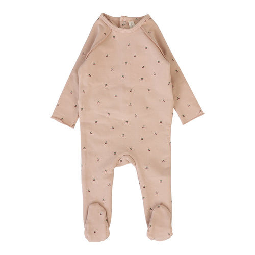 Lilette Cherry Print Footie - Dusty Pink