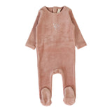Lilette Velour Forest Graphic Footie - Deep Pink
