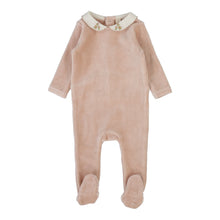 Load image into Gallery viewer, Lilette Velour Collar Footie - Dusty Pink