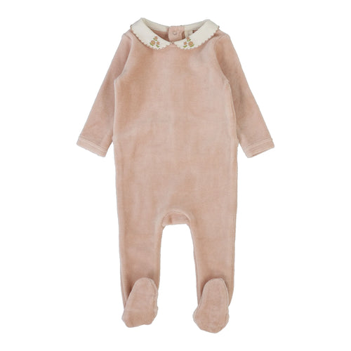 Lilette Velour Collar Footie - Dusty Pink