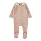 Lilette Velour Collar Footie - Dusty Pink