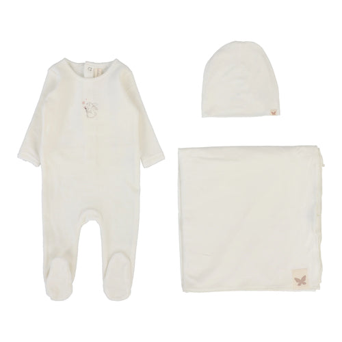 Lilette Velour Forest Graphic Layette Set - Winter White/Pink