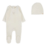 Lilette Velour Forest Graphic Footie And Hat - Winter White/Pink