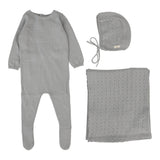Lilette Dotty Knit Layette Set - Light Blue