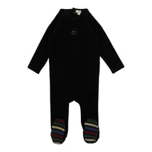 Load image into Gallery viewer, Lil Legs Velour Rhinestone Footie - Black