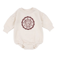 Load image into Gallery viewer, Lil Legs Logo Puff Sleeve Romper - Cream / Burgundy