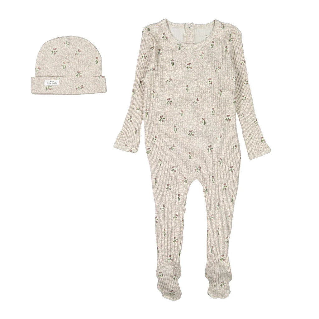 Lovely Littles - Printed Romper and Hat Set - Dahlia Pink