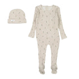 Lovely Littles - Printed Romper and Hat Set - Dahlia Pink