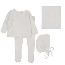 Load image into Gallery viewer, Mema Knits Knitted Bris Set And Blanket - Winter White
