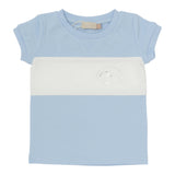 Numu Striped Sweat Short Sleeve Top - Ice Blue