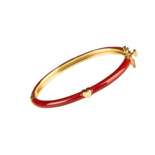 Load image into Gallery viewer, Enamel Deep Red Bangle with Gold Heart