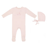 Mini Label Girls Embroidered Carriage Footie And Hat