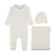 Load image into Gallery viewer, Mema Knits Polka Dot 3PC Set - Marshmallow/Blue