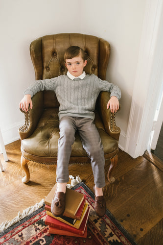 Lil Legs Cable Knit Sweater - Dusty Blue