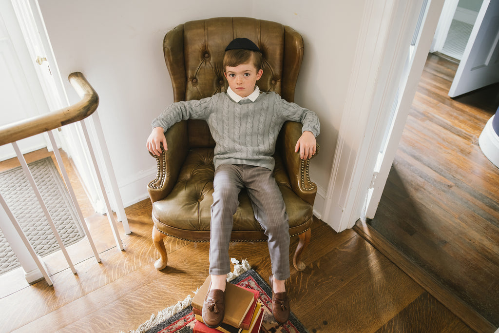 Lil Legs Cable Knit Sweater - Dusty Blue