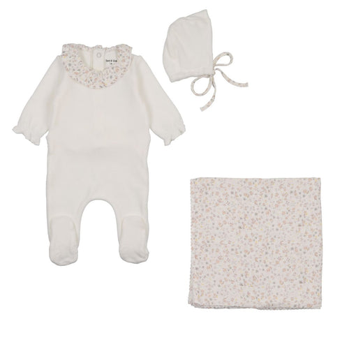 Bee & Dee Whimsical Bloom Collar Layette Set - Chalk White Girls