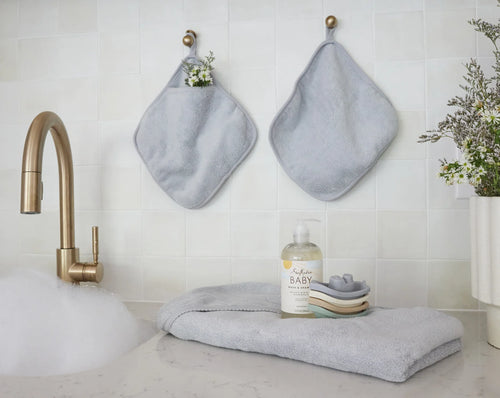 Ely's & Co. Solid Scalloped Wash Cloth Set (3 Pack) - Blue