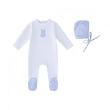 Mini Label Boys Liberty Bunny Footie And Hat - White
