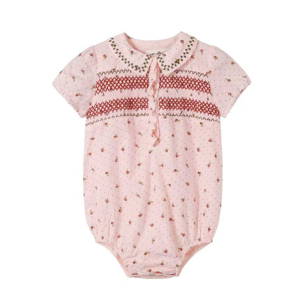 Nou Nelle Smocked Pink Romper