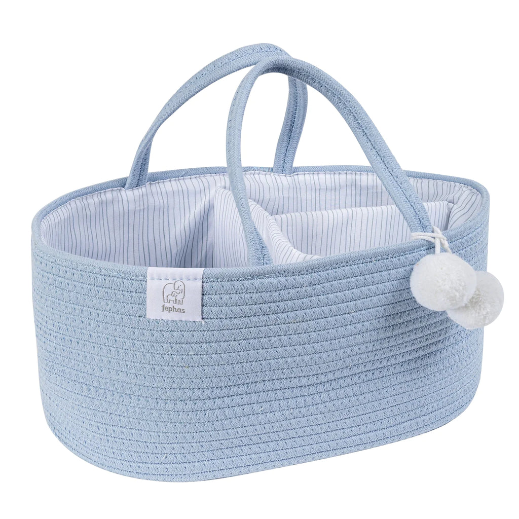 Fephas Cotton Rope Diaper Caddy - Misty Blue