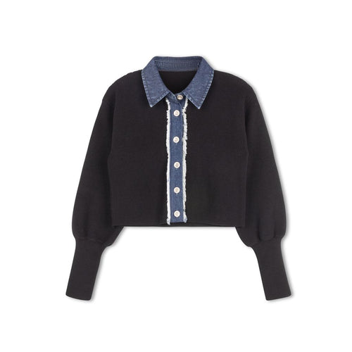 Velvette Label Denim Collar Sweater