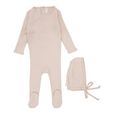 Lilette Fine Pointelle Footie & Beanie Set - Pale Pink