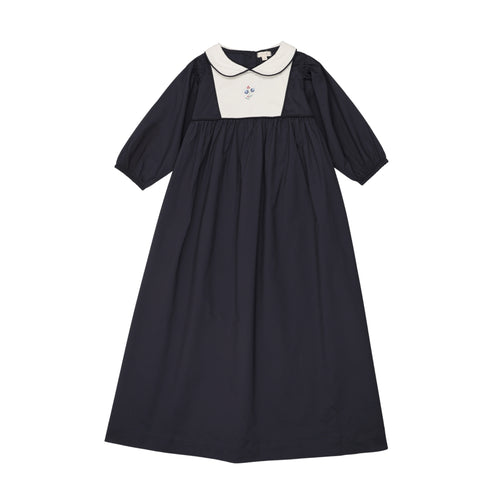 Lil Legs Bib Maxi - Navy (3/4 Sleeve)