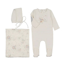 Load image into Gallery viewer, Peluche Floral Gingham Elbow Patch Layette Set - Blue
