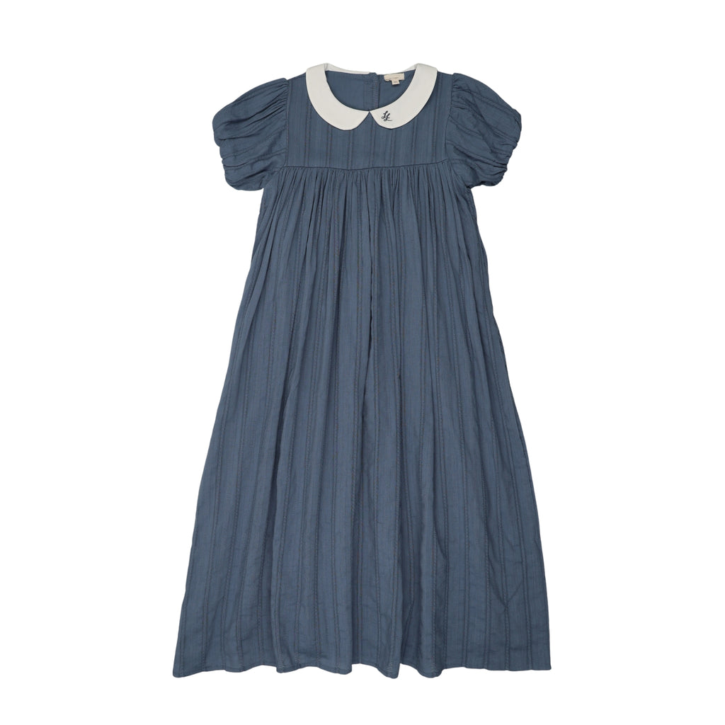 Lil Legs Embroidered Collar Maxi - Off Blue (Short Sleeve)