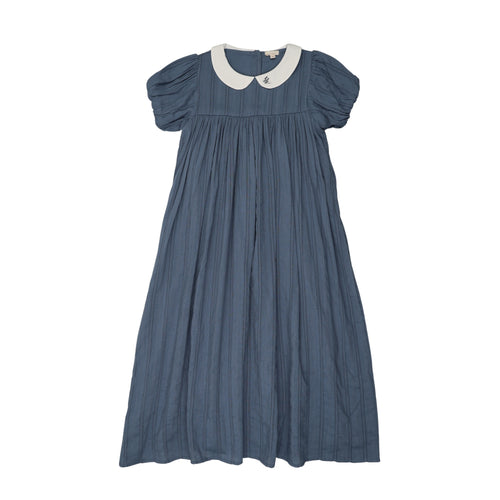 Lil Legs Embroidered Collar Maxi - Off Blue (Short Sleeve)