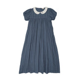 Lil Legs Embroidered Collar Maxi - Off Blue (Short Sleeve)