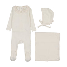 Load image into Gallery viewer, Lilette Crochet Collar Layette Set - Cream/Pink