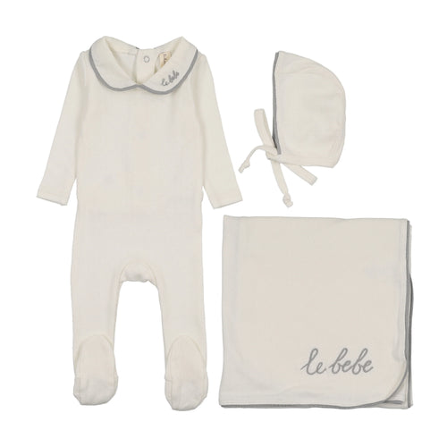 Lilette Le Bebe Pointelle Layette Set - Cream/Blue