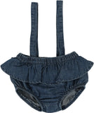 Lil Legs - Flutter Suspender Bloomer - Dark Wash