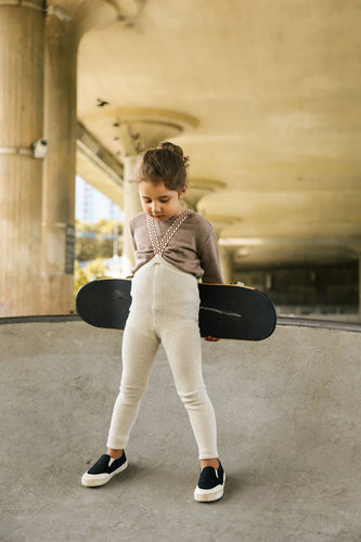 Silly Silas Footless Cotton Tights - Cream Blend Checked - Final Sale