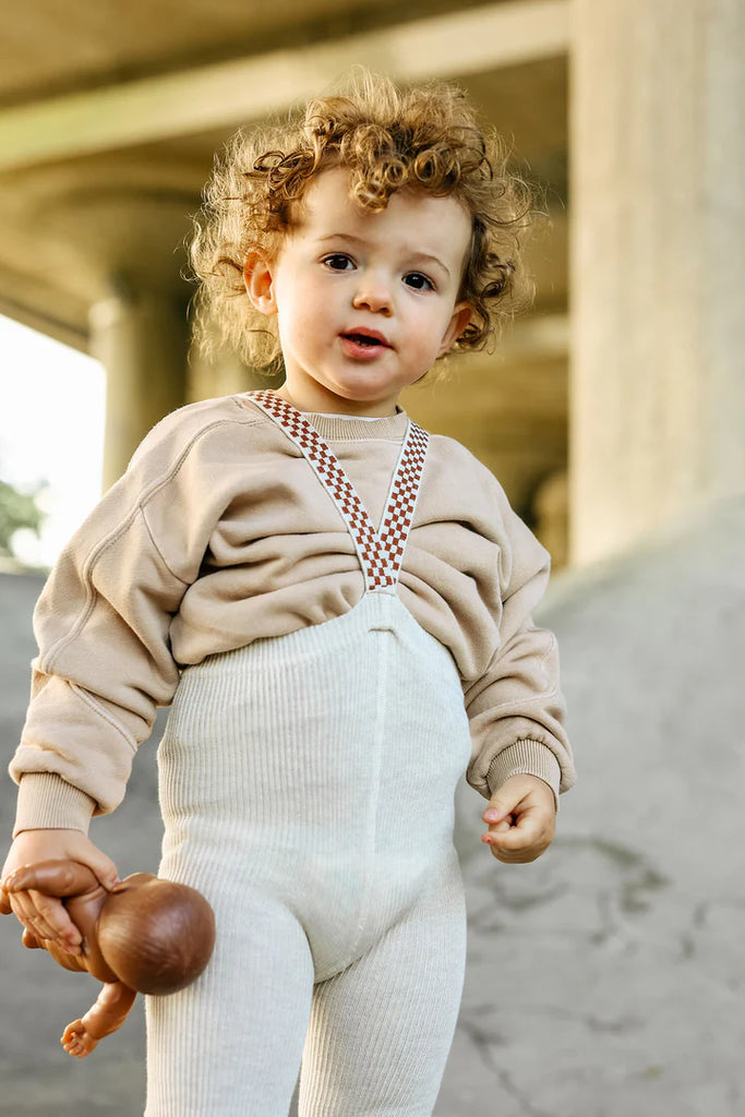 Silly Silas Footless Cotton Tights - Cream Blend Checked - Final Sale