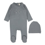 Lilette Forest Print Footie & Beanie Set - Cloud