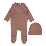 Lilette Forest Print Footie & Beanie Set - Rose