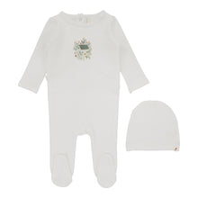 Load image into Gallery viewer, Lilette French Terry Footie &amp; Beanie Set - Winter White/Doll House