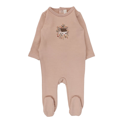 Lilette French Terry Doll House Print Footie - Pink