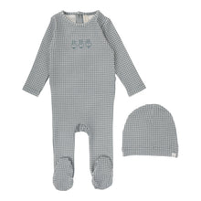 Load image into Gallery viewer, Lilette Gingham Bunny Footie &amp; Beanie Set - Blue