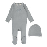 Lilette Gingham Bunny Footie & Beanie Set - Blue