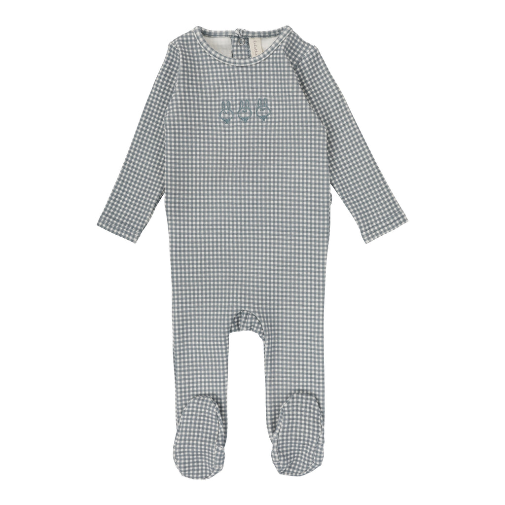 Lilette Gingham Bunny Footie - Blue