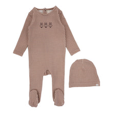 Load image into Gallery viewer, Lilette Gingham Bunny Footie &amp; Beanie Set - Plum