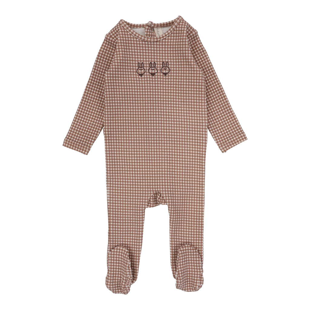 Lilette Gingham Bunny Footie - Plum